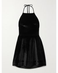 HVN - Reece Crystal-Embellished Velvet Halterneck Mini Dress - Lyst