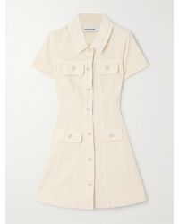 Self-Portrait - Crystal-Embellished Denim Mini Shirt Dress - Lyst
