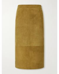 Altuzarra - Hank Paneled Suede Knee-Length Skirt - Lyst