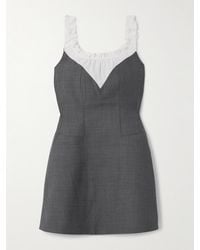 ShuShu/Tong - Paneled Wool And Linen-Blend Trimmed Grain De Poudre Mini Dress - Lyst