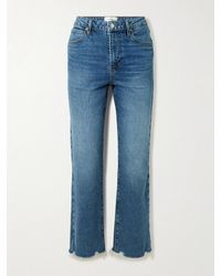 FRAME - The Ruler Crop Verkürzte, Hoch Sitzende Jeans Mit Schmalem Bein Und Fransen - Lyst