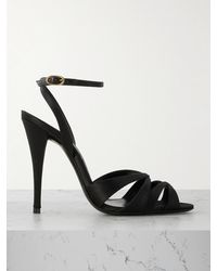 Saint Laurent - Chandelle Leather-Trimmed Satin Sandals - Lyst