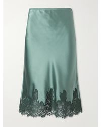 Doen - Elowette Lace-Trimmed Silk-Satin Midi Skirt - Lyst