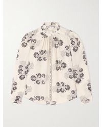 Alix Of Bohemia - Artemis Java Ruched Floral-Print Wool-Twill Shirt - Lyst