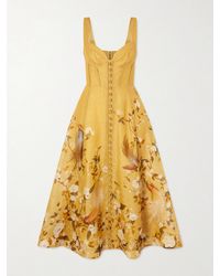 Zimmermann - Momentum Corded Floral-Print Linen And Silk-Blend Midi Dress - Lyst