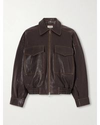 STAUD - Eugene Oversized Textured-Leather Bomber Jacket - Lyst