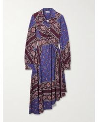 Rabanne - Asymmetrisches Midikleid Aus Stretch-Jersey Mit Paisley-Print - Lyst
