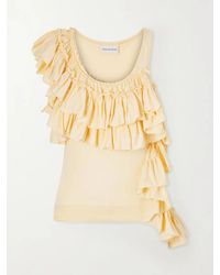 Dries Van Noten - Humza Ruffled One-Shoulder Cotton-Jersey Tank Top - Lyst