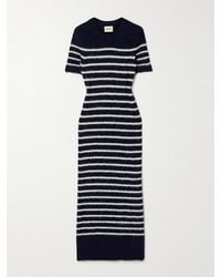 KHAITE - Helen Striped Brushed Silk And Cashmere-Blend Midi Dress - Lyst