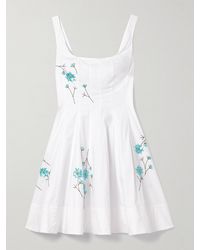 STAUD - Wells Pleated Embellished Cotton-Blend Poplin Mini Dress - Lyst