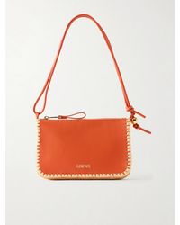 Loewe - Paula's Ibiza Rio Raffia-Trimmed Leather Shoulder Bag - Lyst