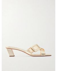 Roger Vivier - 45 Buckled Metallic Leather Mules - Lyst