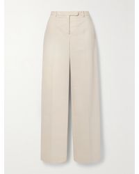 The Row - Banew Pleated Cotton And Wool-Blend Straight-Leg Pants - Lyst