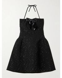 ShuShu/Tong - Strapless Bow-Detailed Sequin-Embellished Wool-Blend Mini Dress - Lyst