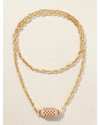 Marie Lichtenberg - Check Locket Kette Aus 18 Karat Mit Diamanten Und Rubinen - Lyst