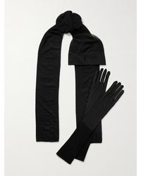 Saint Laurent - Stretch-Knit Beanie, Scarf And Gloves Set - Lyst
