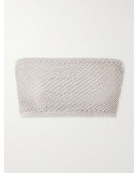 Alaïa - Verkürztes Bandeau-Top Aus Metallic-Lochstrick - Lyst