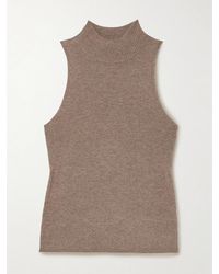 Brunello Cucinelli - Metallic Ribbed-Knit Turtleneck Tank - Lyst