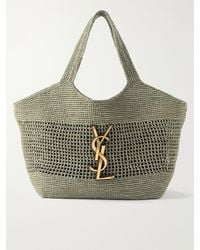 Saint Laurent - Icare Maxi Leather-Trimmed Raffia Tote - Lyst