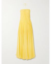 Cult Gaia - Ritz Gathered Silk-Chiffon Halterneck Maxi Dress - Lyst