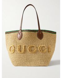 Gucci - Leather-Trimmed Faux Raffia Tote - Lyst