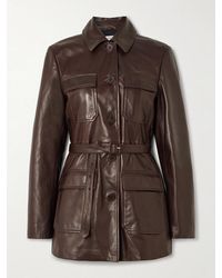 Nour Hammour - Ramona Belted Paneled Leather Jacket - Lyst