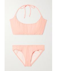 Lisa Marie Fernandez + Net Sustain Corset Stretch-crepe Halterneck Bikini - Multicolour