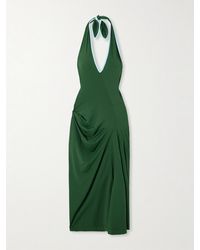 Dries Van Noten - Gathered Two-Tone Stretch-Jersey Halterneck Midi Dress - Lyst