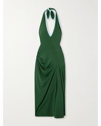 Dries Van Noten - Neckholder-Midikleid Aus Stretch-Jersey Mit Raffungen - Lyst