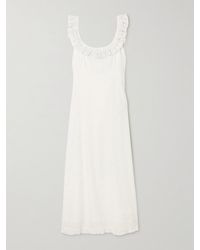 RIXO London - Patsy Lace-trimmed Pleated Broderie Anglaise Cotton Midi Dress - Lyst