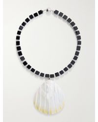 Julietta - Oro Rhodium-Plated, Shell And Onyx Necklace - Lyst