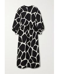 Valentino Midikleid Aus Bedrucktem Crêpe Aus Einer Woll-seidenmischung - Weiß