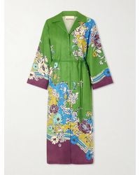 ALÉMAIS - Nanci Belted Floral-Print Linen Midi Dress - Lyst