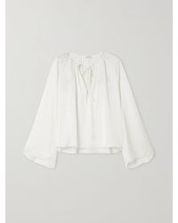 FRAME - Blouse En Satin Recyclé À Fronces Et À Liens - Lyst