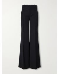 Chloé - Pleated Wool And Silk Flared Pants - Lyst