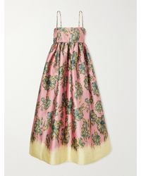 ALÉMAIS - Faye Tie-Detailed Floral-Print Twill Midi Dress - Lyst
