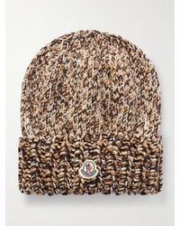 Moncler - Beanie Aus Gerippter Wolle Mit Applikation - Lyst