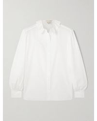 Saint Laurent - Lace-Trimmed Cotton-Poplin Shirt - Lyst