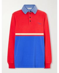 JW Anderson - Contrast Collar Embroidered Striped Cotton-Jersey Polo Shirt - Lyst
