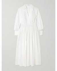 JOSEPH - Kathe Gathered Cotton-Poplin Midi Dress - Lyst