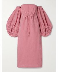 Rosie Assoulin - Off-The-Shoulder Gingham Cotton-Seersucker Midi Dress - Lyst