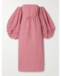 Rosie Assoulin - Off-The-Shoulder Gingham Cotton-Seersucker Midi Dress - Lyst