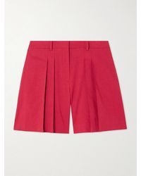 Theory - Pleated Linen-Blend Shorts - Lyst