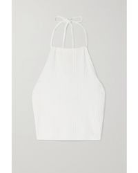 The Range - Cropped Ribbed Stretch-Cotton Halterneck Top - Lyst