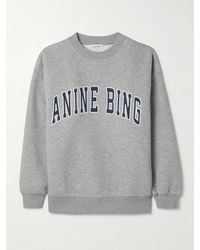 Anine Bing - Spencer Printed Cotton-Blend Jersey Sweatshirt - Lyst