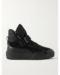 Moncler - Cross Promyx Suede-Trimmed Quilted Shell And Leather High-Top Sneakers - Lyst