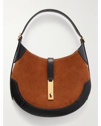 Polo Ralph Lauren - Leather-Trimmed Suede Shoulder Bag - Lyst