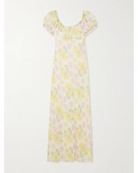 LoveShackFancy - Kelila Tie-Detailed Lace-Trimmed Floral-Print Georgette Maxi Dress - Lyst