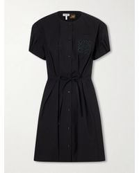 Loewe - Paula's Ibiza Anagram Embroidered Belted Cotton-Blend Midi Dress - Lyst