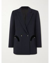 Blazé Milano - Resolute Everyday Double-Breasted Velvet-Trimmed Wool-Crepe Blazer - Lyst